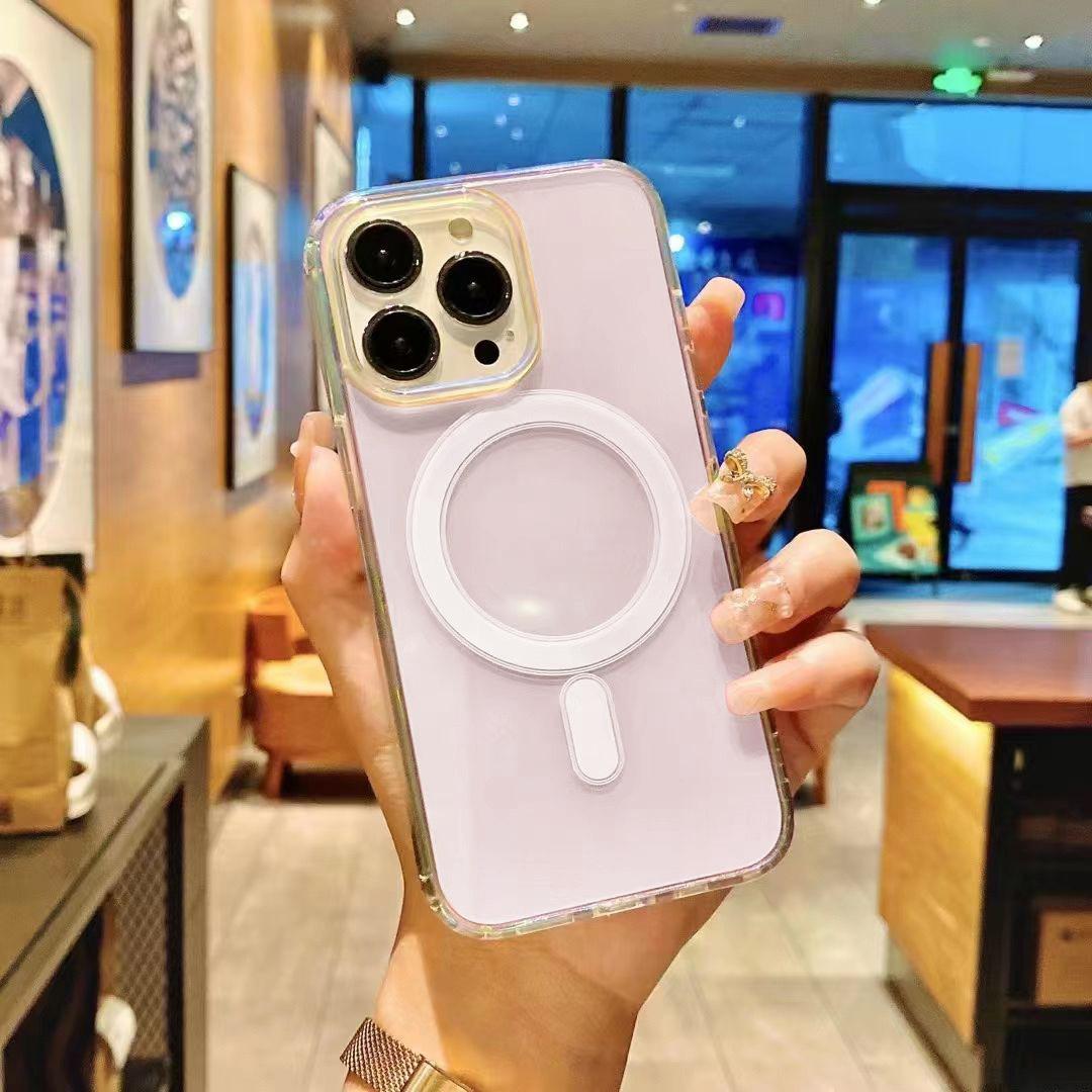 

Applicable To IPhone14Pro Color Plated Gradient Apple 15Max Magnetic Phone Case 13 Seven-color Anti-fall Protection Case iPhone 15Plus