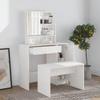 VidaXL Dressing Table with Mirror High Gloss White 86.5x35x136 Cm 802963