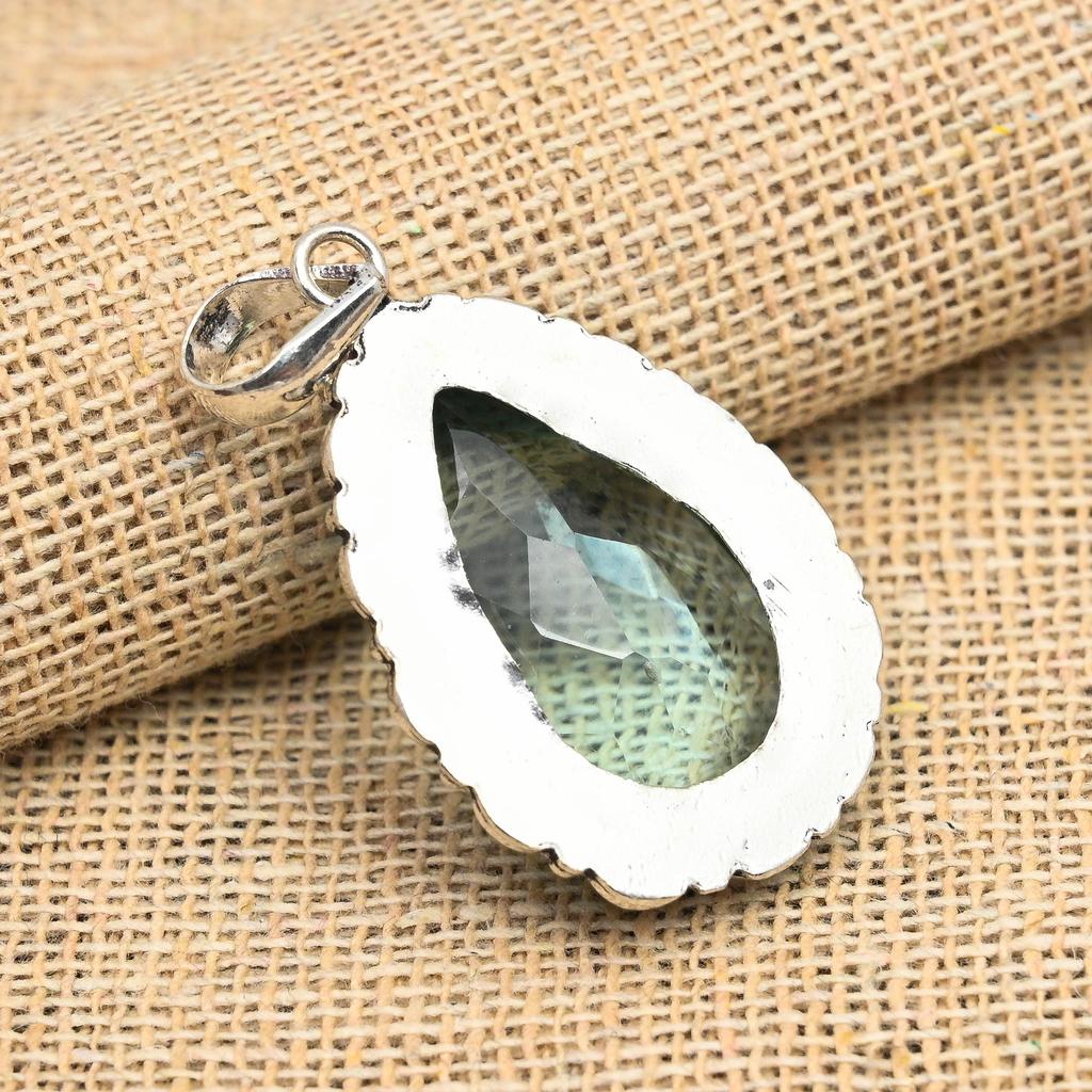 Aqua Apatite Gemstone Handmade 925 Solid Sterling Silver Lavish Pendant For Women