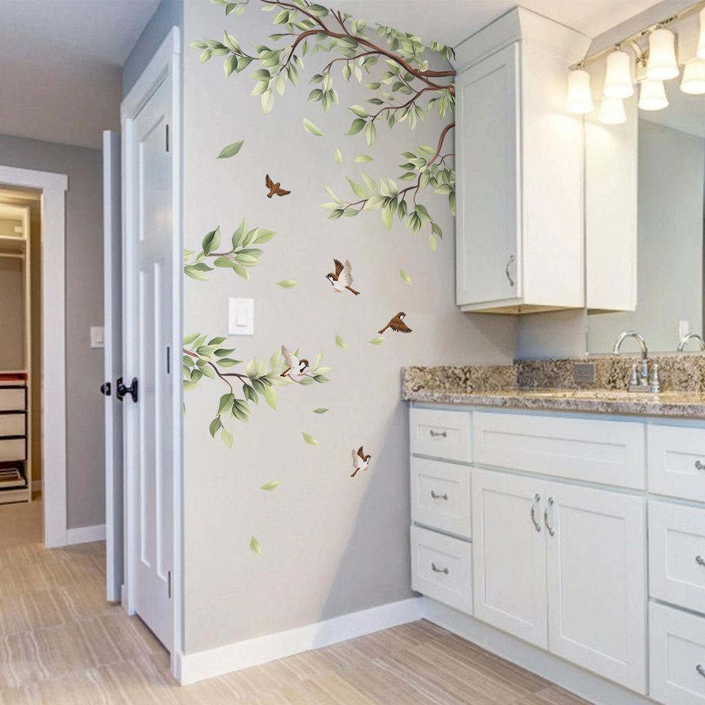 Green Plant Leaves Wall Stickers Living Room Bedroom TV Background Wall Home Decoration Wall Stickers