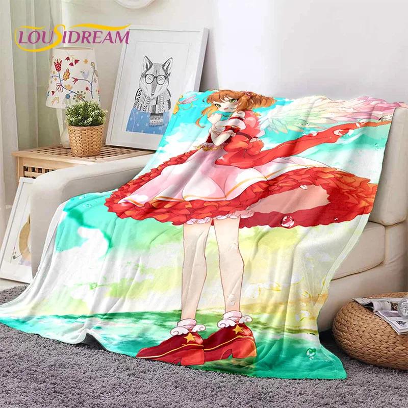 Cartoon Cute Sakura Card Captor Girl Soft Blankets,Keep Warm Throw Blanket Comfortable Blanket for Picnic Beds Sofa Home Bedroom