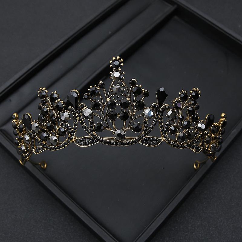 Black Retro Simple Elegant Crown Bridal Tiara for Women Princess Adult Birthday Crown Children's Hair Accessories