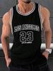 Camisetas sin Mangas de Baloncesto con Gráficos de Letras de Moda Sencilla Tendencia de Verano Streetwear Chaleco Deportivo Impreso en 3D Tops Holgados Transpirables para Fitness