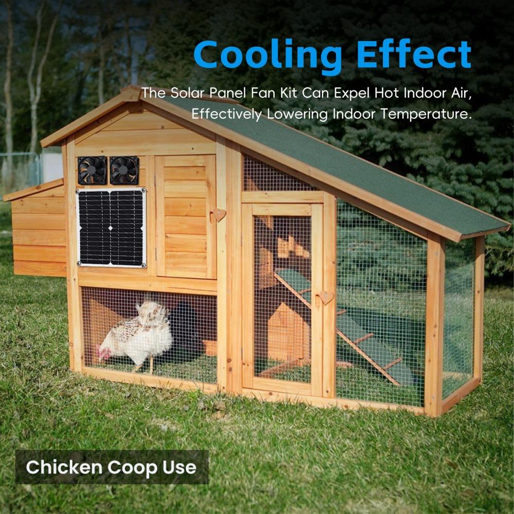Durable 12W Solar Powered Fan Dual Fan IP65 Waterproof Outdoor Fan Kit Solar Fan Kit Chicken Coops