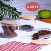 6 Pieces Oval 400 Ml Acrylic Storage Container with Wooden Lid - Spice Rack - 6 Li Wooden Lid