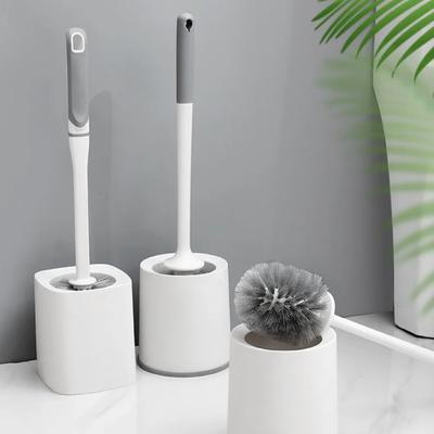 Toilettenbürste mit Basis-Set, zum Entfernen toter Ecken, Reinigung, langer Griff, zum Aufhängen an der Wand, weiche Borsten