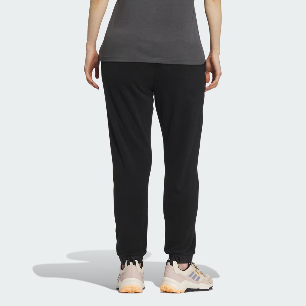 Adidas Fleece Joggers Solid Color Logo Outdoor Thickened Tapered Knit Sports Pants Women Bottoms Black IL9005