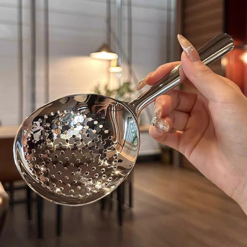 Stainless Steel Ladles For Serving Soup Rice Serving Spoon Drain Hole Heat Insulated Handle Kitchen Utensils For Daily Use