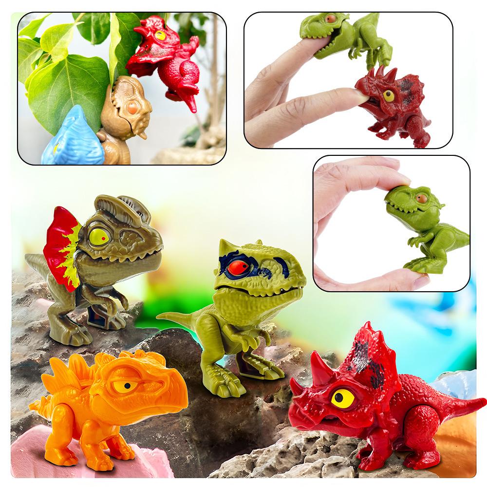 Jurassic Finger Dinosaur Triceratops Tyrannosaurus Model Toys for Kids Creative Finger Biting Dinosaurs Interactive Toy Boy Gift
