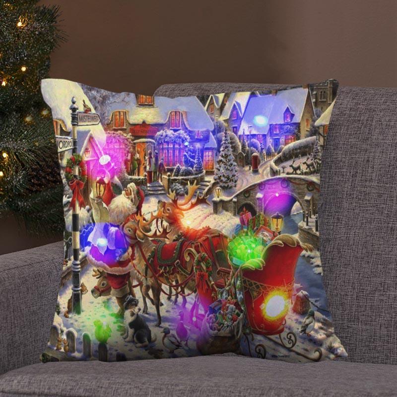 

Светодиодная ретро-гирлянда Санта-Клаус Рождественское украшение 2023 наволочка для подушки декоративная для дома дивана сатиновая 45x45 18x18Inch