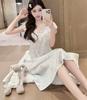 Pajamas Thin Japanese Court Lace Sweet Pajamas Spring and Summer Ice Silk Short Sleeves Women's Long Pajamas with Chest Pads