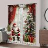 2pcs Festive Santa Claus Printed Curtains   Privacy Semi Sheer Fabric   Christmas Window Decoration   Rod Pocket   Home Decor