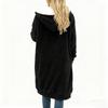 Ladies' Loose Comfortable Casual And Fashionable V-neck Long Sleeved Medium To Long Double-sided Plush Hooded Jacket