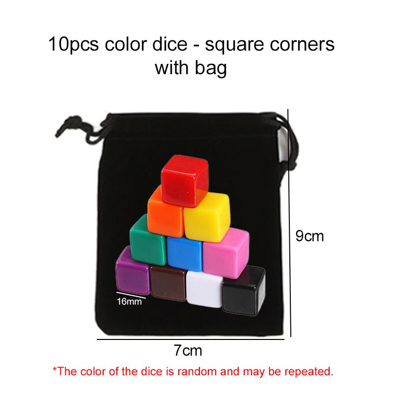 10pcs Blank Dice 16mm Acrylic Rounded/Square Corners DIY Write/Draw Chessboard Game Dice for Festival Party Gambling Props TMZ
