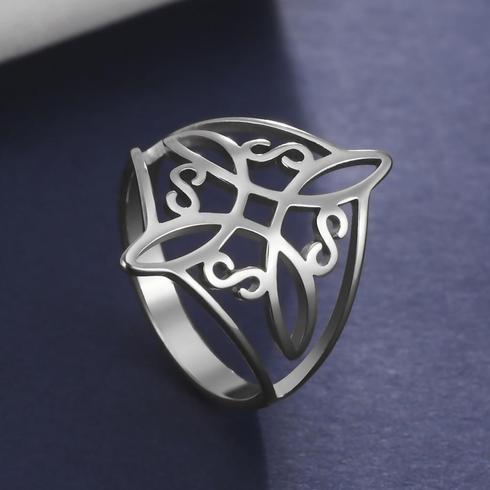 Dawapara Prsten s čarodějnickým uzlem pro ženy Nerezová ocel Keltský uzlový prsten Amulet čarodějnictví Wicca šperky Dárek na Valentýna