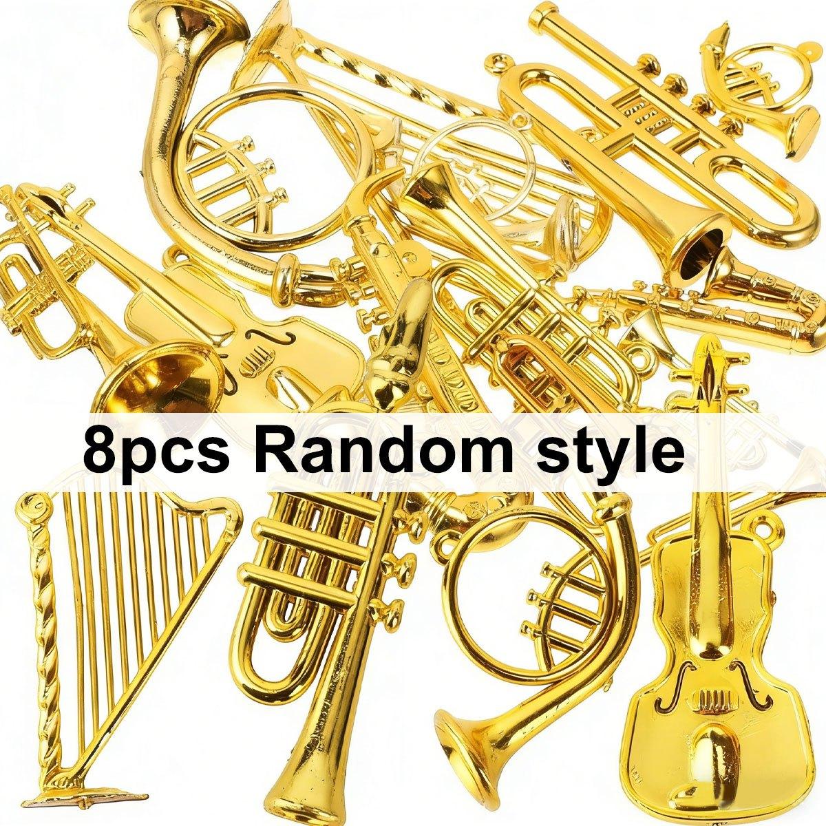 

8Pcs 2-7cm Mini Golden Musical Instrument Ornaments - Dollhouse Miniatures | Desktop Decor & Xmas Tree Hanging Pendants ZSY
