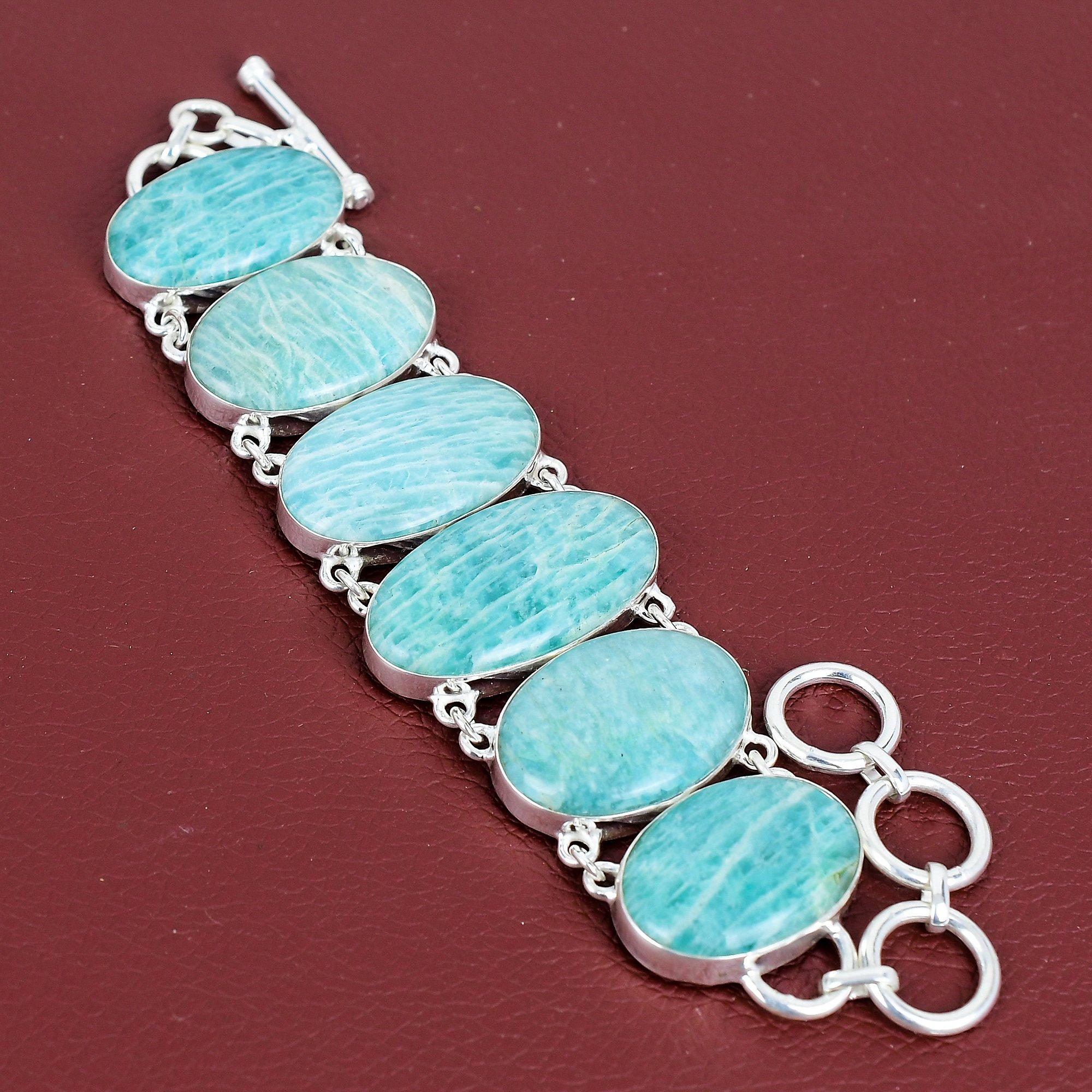Amazonite bracelet 925 sterling silver bracelet adjustable chain bracelet natural gemstone bracelet handmade elegant jewelry gifts for women Adjustable
