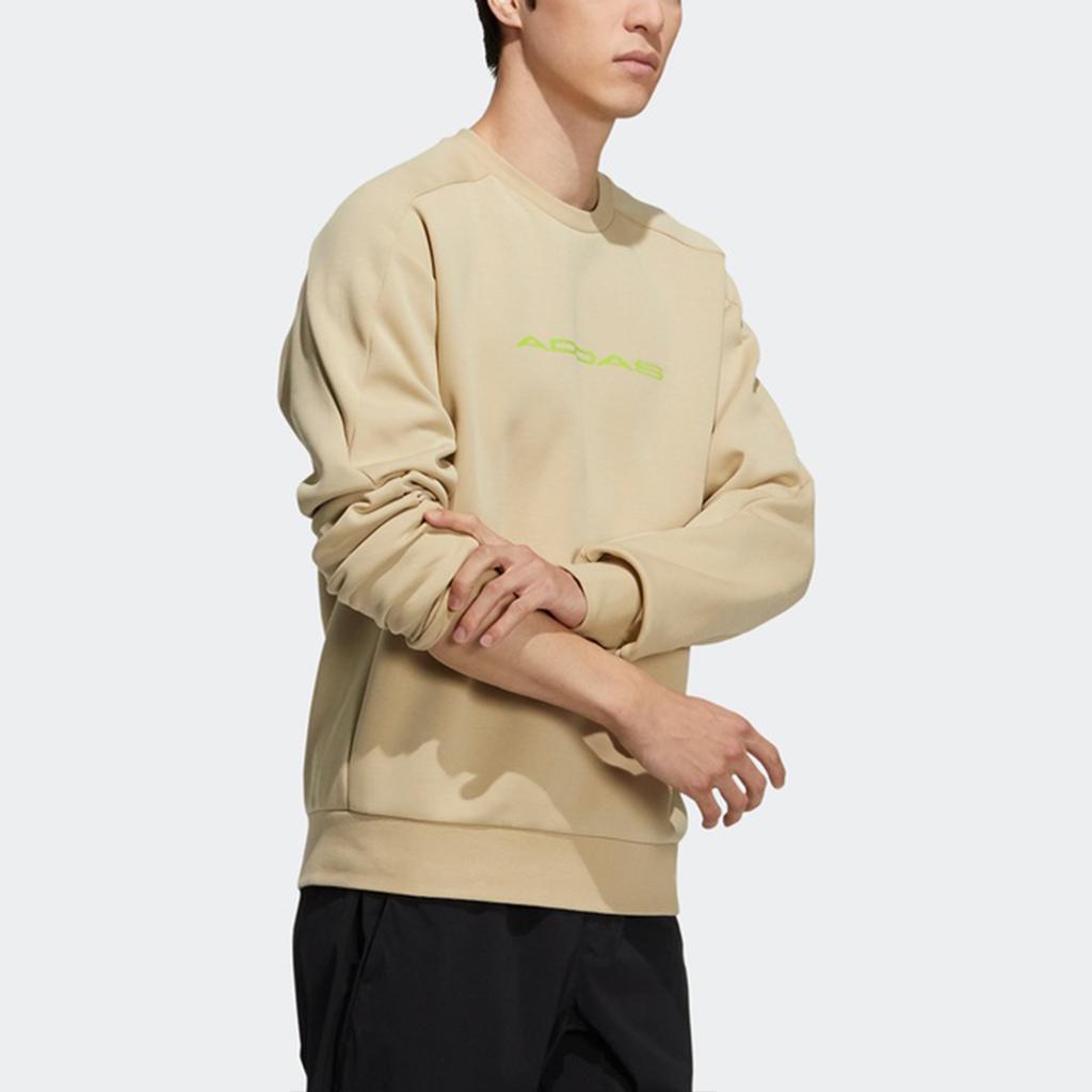 Adidas Essentials Sweat Logo Print Pullover Hoodie Men Tops Khaki H39278