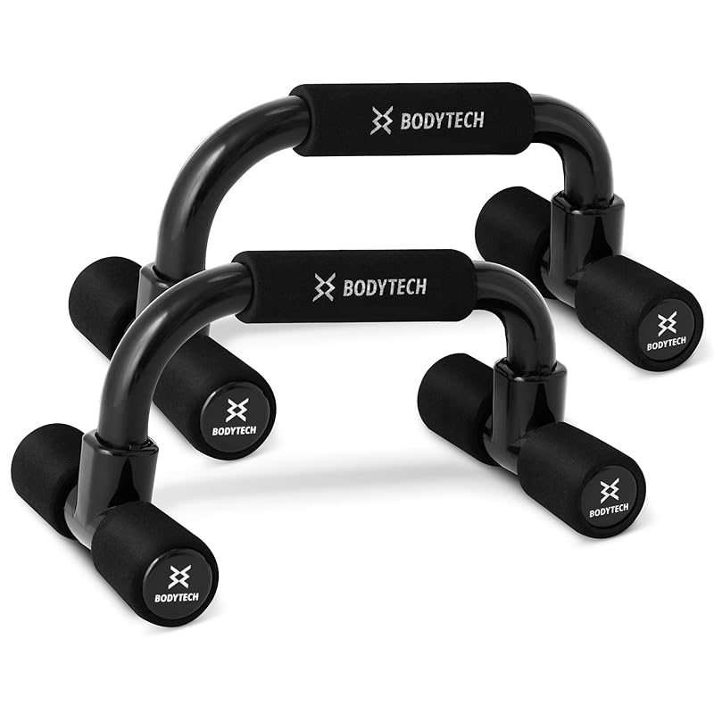 

[Bodytech Push-Up Bars, Set of 2, Strength Training Equipment, Chest Muscle, Core Training, 100kg Weight Capacity]
