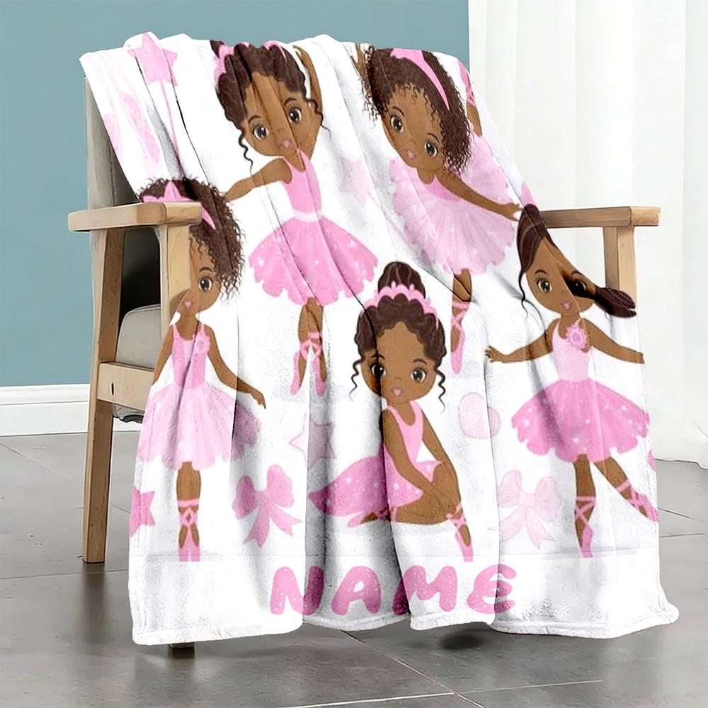 Girl Who Loves Dancing555 Personalized Name Blanket Multi-purpose Customizable Blanket Ultra-Soft Great for Nap Home Decor Office Couch