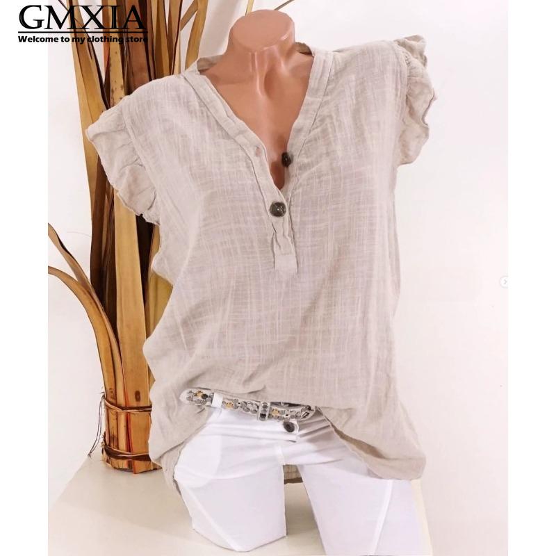 GMXIA Women's Fashion Casual Leisure Solid Color Print Sleeveless V Neck Blouses & Shirts