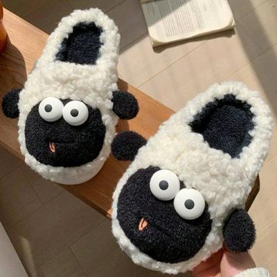 Pantoufles designer mouton drôles chaussures mouton dessin animé pour hommes diapositives maison homme hiver pantoufle animal adorable chaussures de couple sliper unisexe