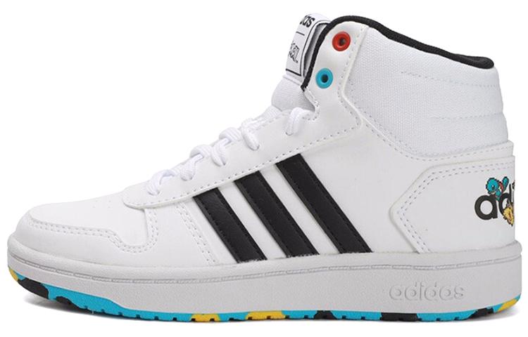 Adidas Neo Hoops Mid 2.0 Slip Resistant Abrasion Resistant Mid top Kids  Skateboarding Shoes White Black Kids  EG1989 28.5