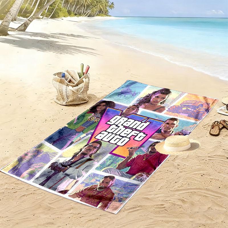 GTA Pride Print Beach Towel, Large Soft Quick Dry Towel for Beach Camping Swimming