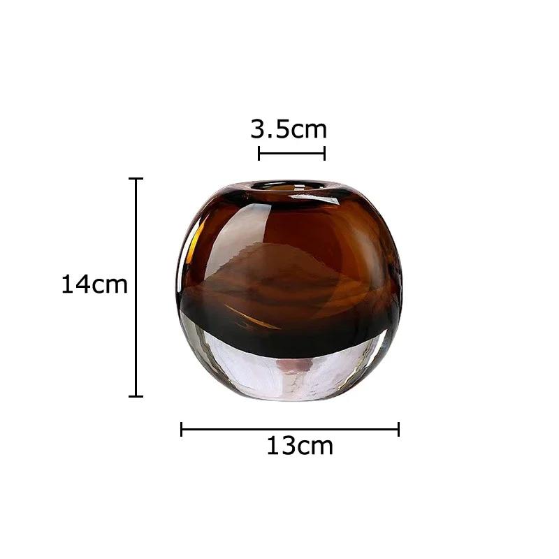 Transparent Caramel Colored Delicate Glass Vase Flower Pots Desk Decoration Flower Arrangement Floral Vases Room Aesthetic Decor
