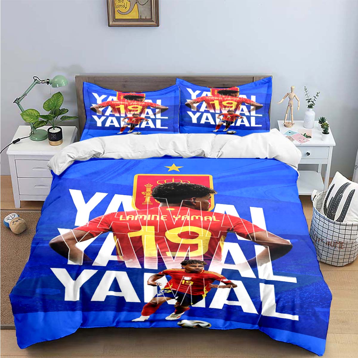 Spanien Fußball Zenozoikum Star L-Lamine Y-Yamal Bettwäsche-Sets Bettwaren-Set Bettbezug Bettdecke-Set Bettwäsche-Set Geschenk EU Single(135*200cm)3pcs