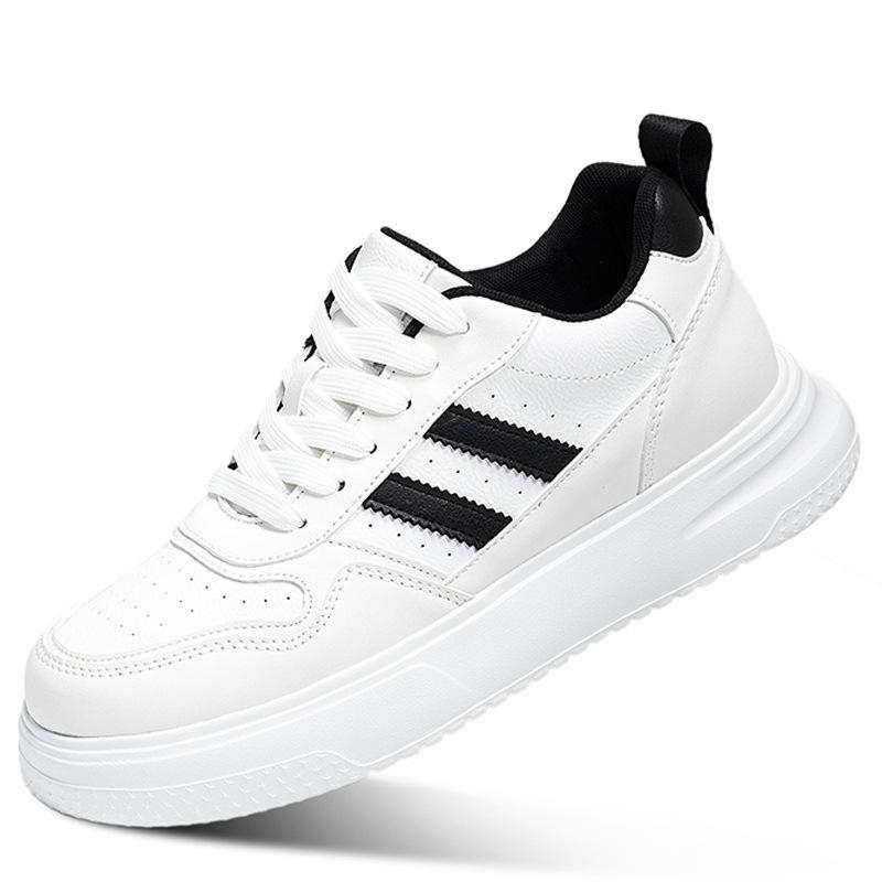 Men’s 8CM Invisible Height-Boosting White Skate Sneakers: Casual, Breathable & Stylish 43