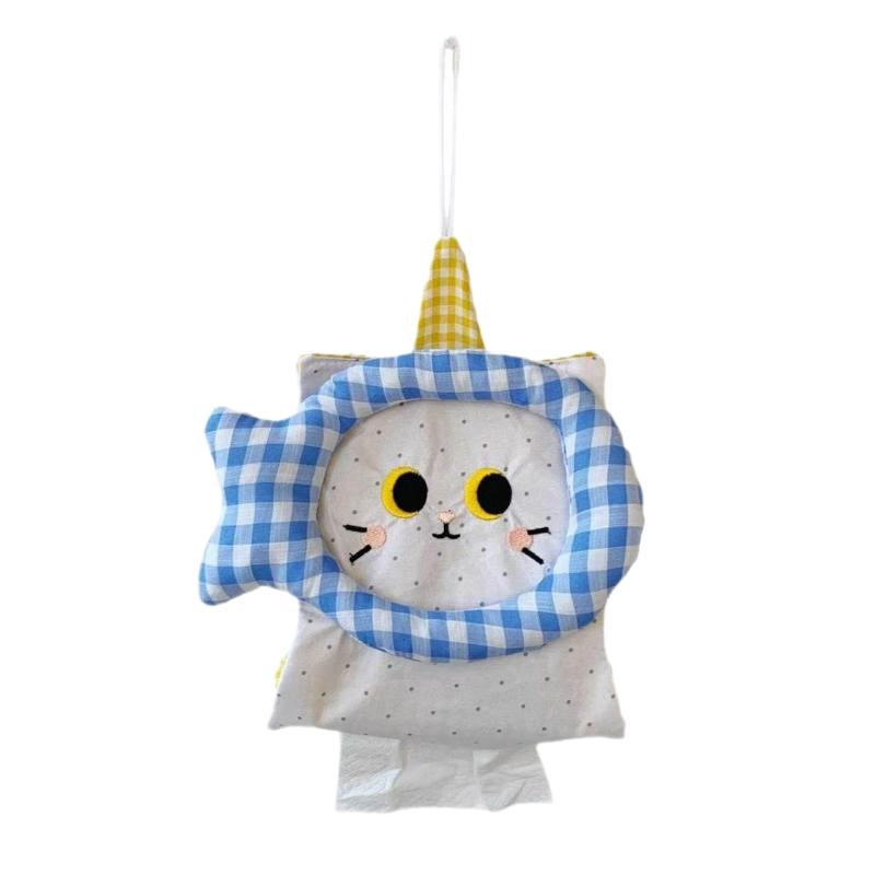 Cute Cat Tissue Bag Hanging Wall Mounted Tissue Holder Creative Tissue Box Storage Organizer For Home Bedroom Car Dormitory
