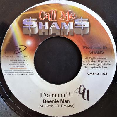 7inch Record BEENIE MAN - Damn!!! CMSPD1108 Call Me $ham$ 1999 Jamaica Reggae, Ska & Dub Used