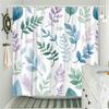 1pc Leaf Pattern Curtain, Blue-Green-Purple Leaves on White, Serene Theme Polyester, Machine Washable, Durable Bath Decor