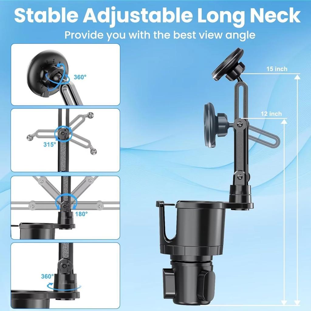 Universeller 2-in-1 Auto-Funk-Schnelllade-Handyhalter Becherhalter Clip-On Handyhalter für Fahrzeug