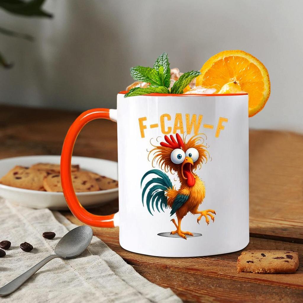 Funny Coffee Cups 350ml Ceramic Drinking Container Fun Coffee Mugs Tea Cup for Men Women Friends Family Coworkers Chicken Lovers
