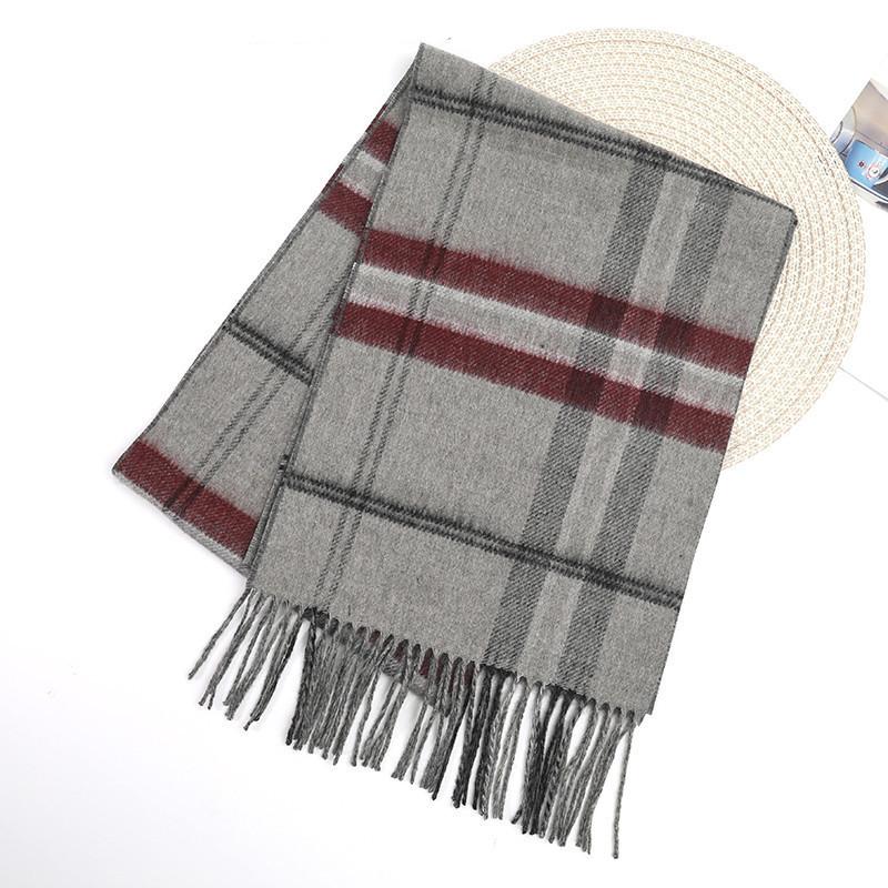 Cashmere Wool Scarf Women's Winter Warm Men's Scarf Autumn and Winter New Tassel Korean Style Plaid Scarf