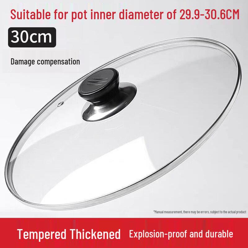 Universal Tempered Glass Stainless Steel Lid for Flat-Bottomed Pans and Woks