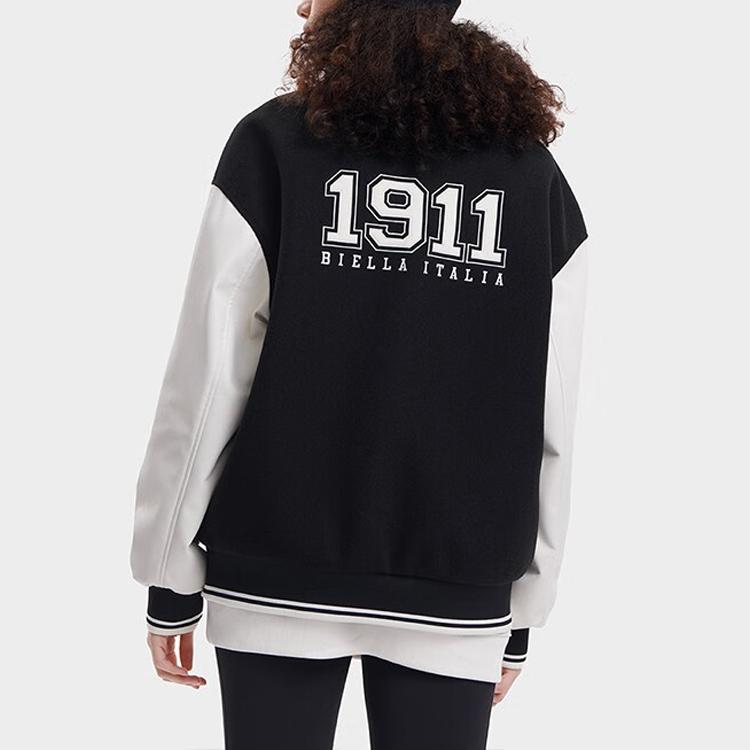 Fila Printed Letter Single Button Spliced Loose Long Sleeve Baseball Jacket Unisex Jackets White Milk-White F11U339701FIV