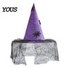 Spooky Mesh Cap for Halloween Witch Hat, with Lace And Simulated Spiders, Gothic Unique Witchy Outfit Adults Style Costume Accessory, Parties Cosplay