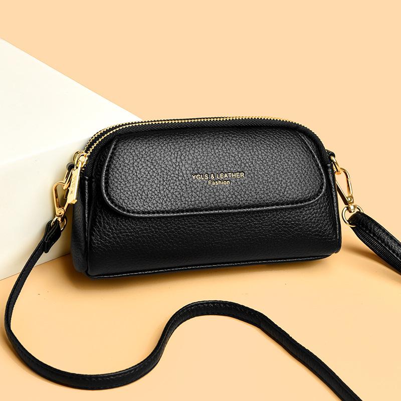 A Multi-layered, Elegant and Fashionable Single-shoulder Crossbody Small Square Bag with Lychee Patterns for Ladies