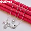 925 Sterling Silver AAA Zircon Heart Shaped Love Pendant Necklace Jewelry