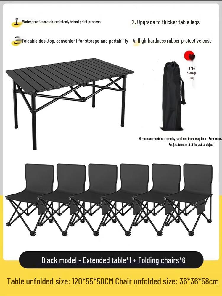 Portable Folding Table and Chair Set for Camping, Picnics, Beach, Barbecue, Car, or Sketching