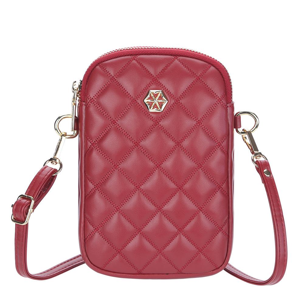 

BOISEEN Сумка для мобильного телефона Женская Европейская и американская Ромбовидная Маленькая сумка Двойная молния Наплечная Женская сумка Женская Вертикальная сумка для мелочи