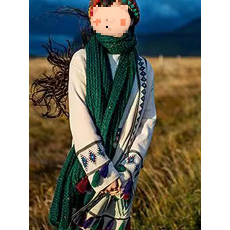 Damen Gelbe Ethnische Quasten Strickjacke Mantel