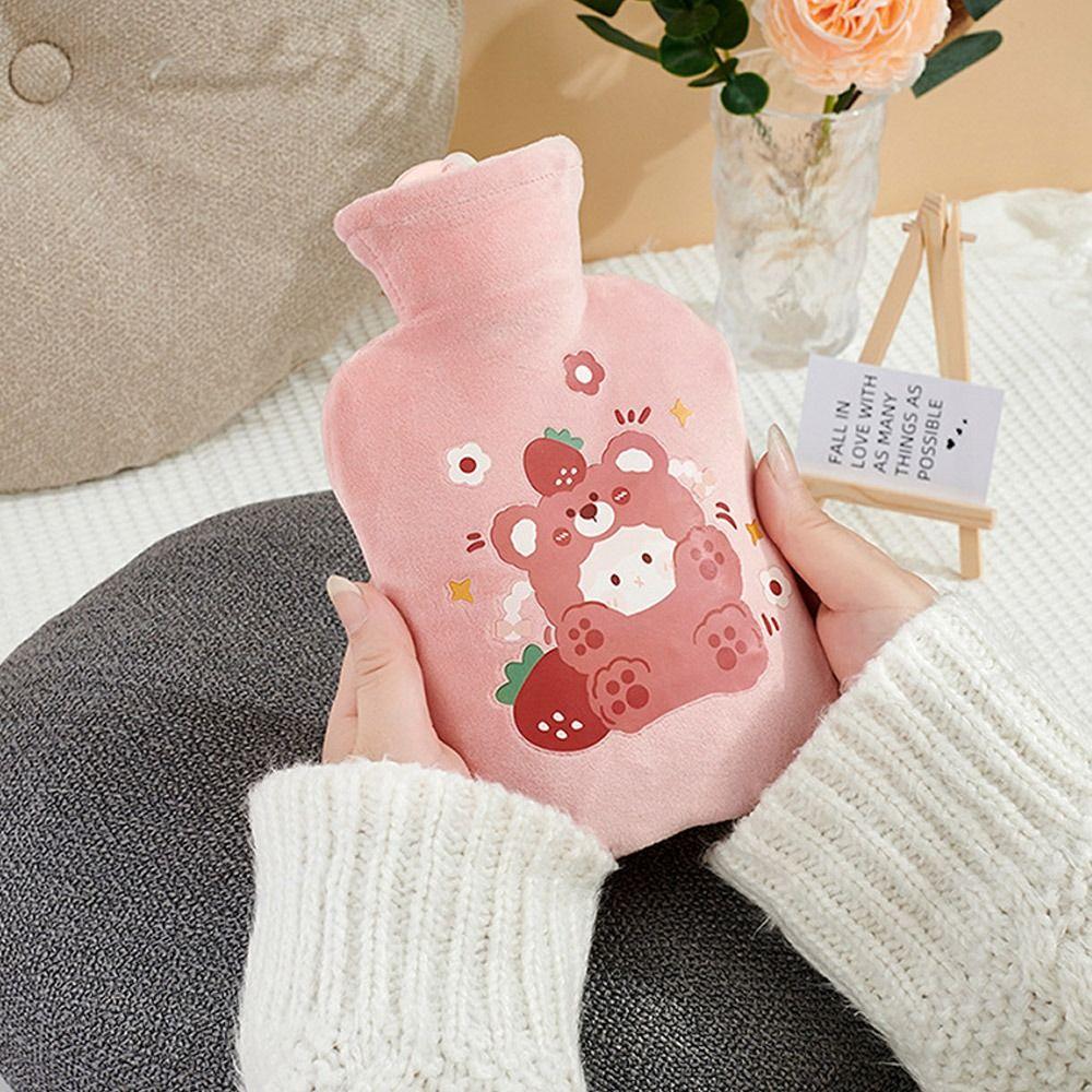 500/1000ML Water Injection Hot Water Bag Plush Cover Water Bag Hand Warmers Stress Pain Relief