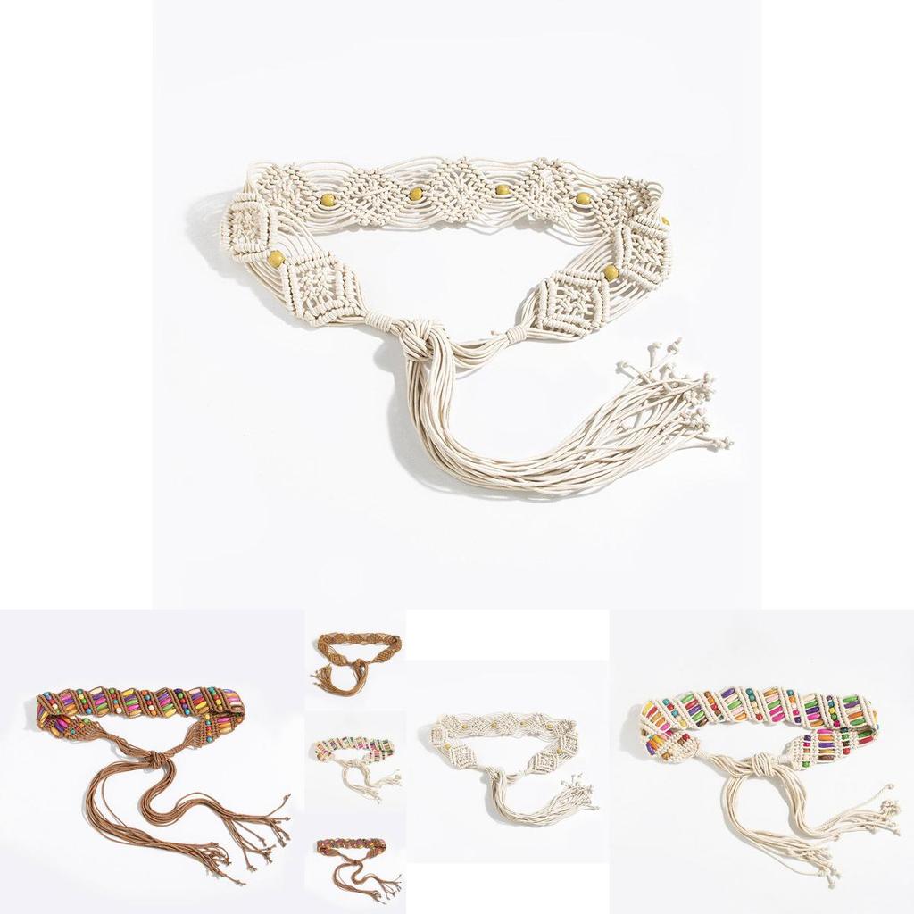 Ceinture de taille Bohème avec Tissage Perlé pour Mode Vintage de Station Balnéaire Accessoire Femme