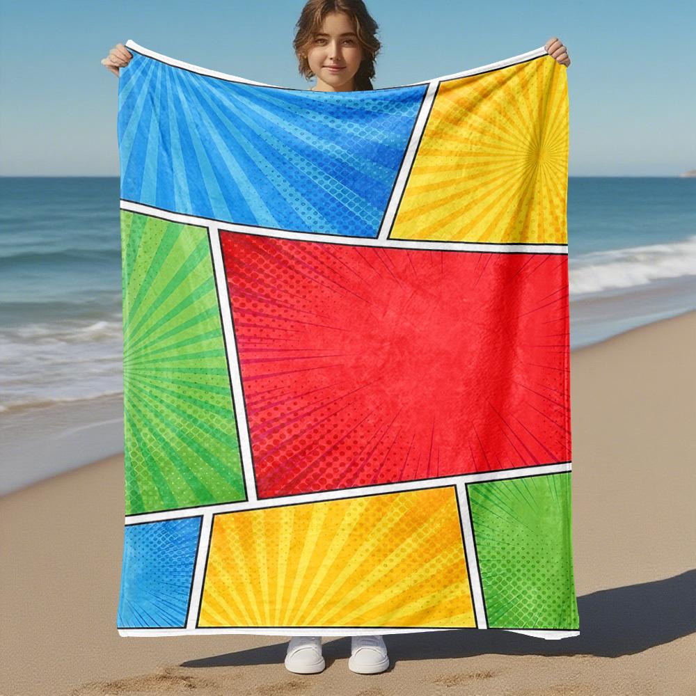 1PC Comics, backgroundOutdoor Flannel Blanket - Soft Plush Decor for Picnics, Camping, Bedroom, Playroom, Office, or Lunch Break 1278A