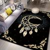 Dreamcatcher Moon Rug for Boho Chic Living Room | Black Gold Astrology Carpet | Spiritual Home Decor Items Skid Resistant Carpet