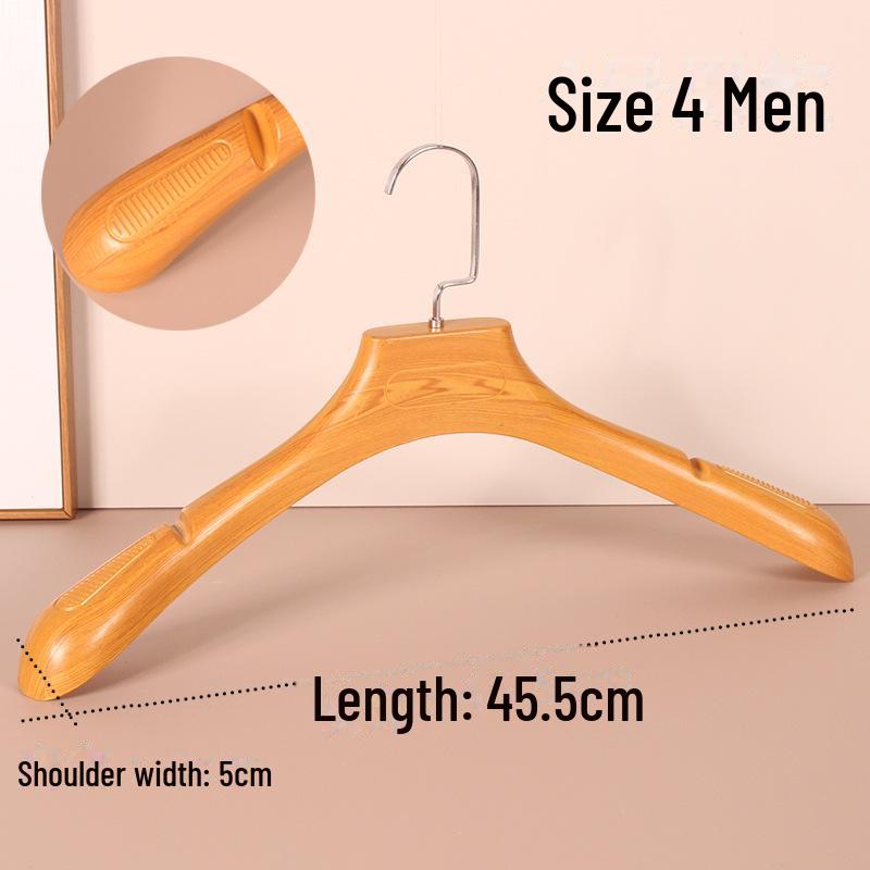 Thickened Non-Slip Imitation Beech Wood Grain Hanger with Pants Clip for Women's Clothing